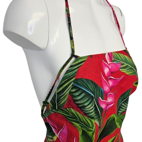 Farm Rio Linen Blend Dream Garden Strappy Drop Waist Midi Dress, Boho, XXS - Picture 4 of 13